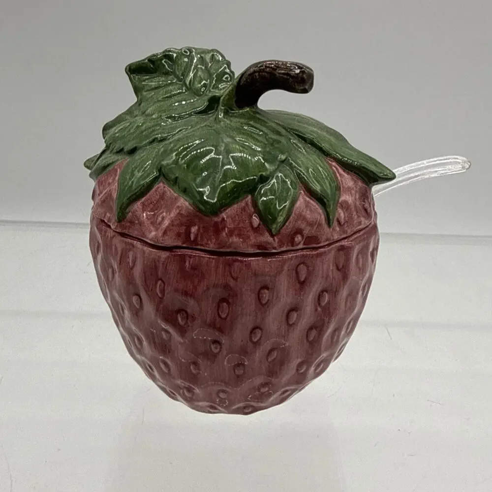 Vintage Strawberry Covered Dish Bowl Fwc The Cooks Bazaar Jelly Server Rare READ